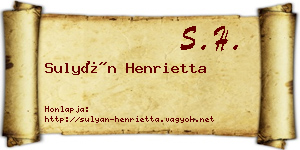 Sulyán Henrietta névjegykártya